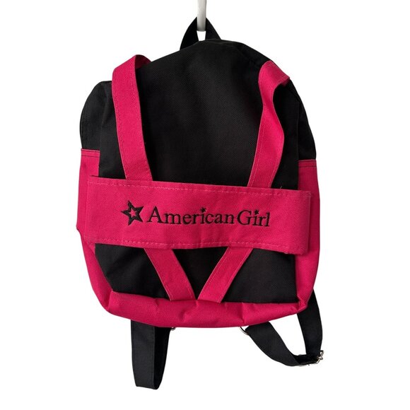 American Girl Doll Backpack Accessories Carrier Pink & Black Nylon Adjustable - Picture 1 of 5